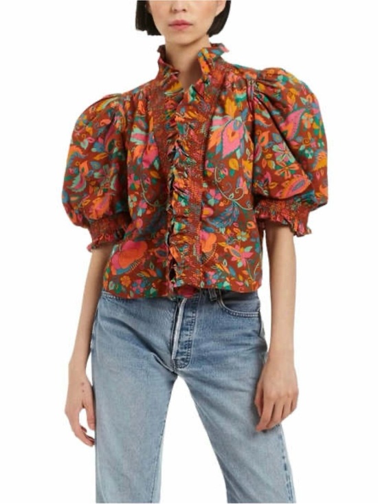 Love The Label Tops - Love The Label Zuri Top in Dark Beauty Print - Size L
